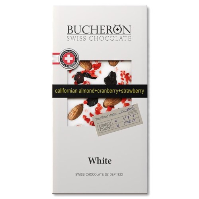 шоколад (с окном) Белый с миндалем, клюквой и клубникой 100 гр. х 10 шт. картон (6 )