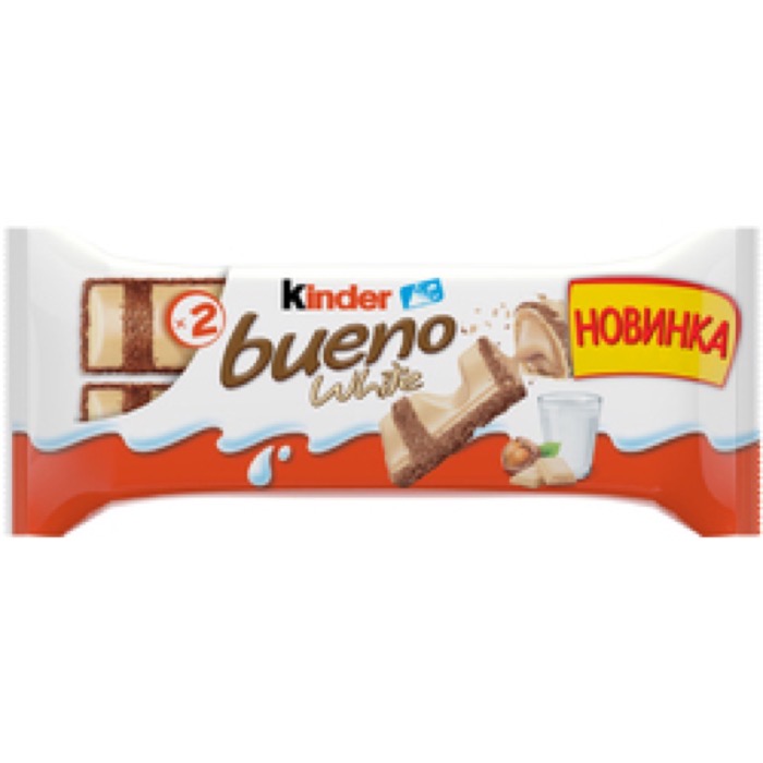 Вафельный батончик Киндер Буэно в белом шоколаде 39 гр. Т2 (30)