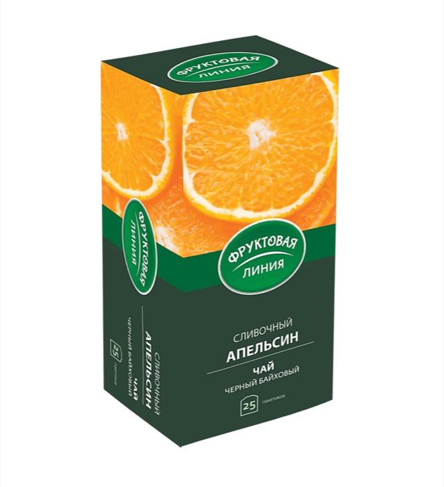 Купить Чай Фруктовая линия Черный Сливочный апельсин 25пак *1,5 гр .