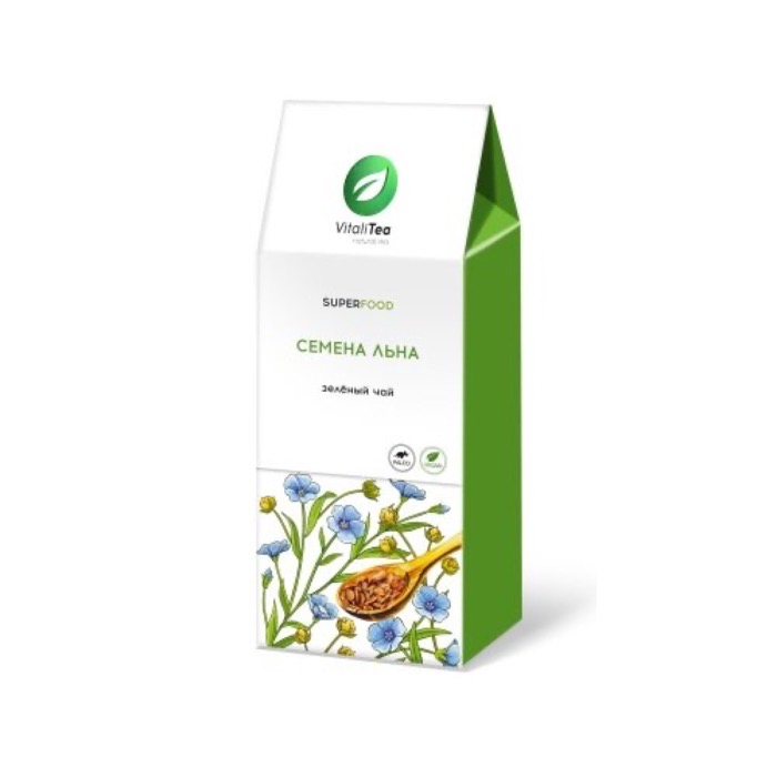 Чай с семенами льна 100 гр. зеленый Сенча, картон (12)
