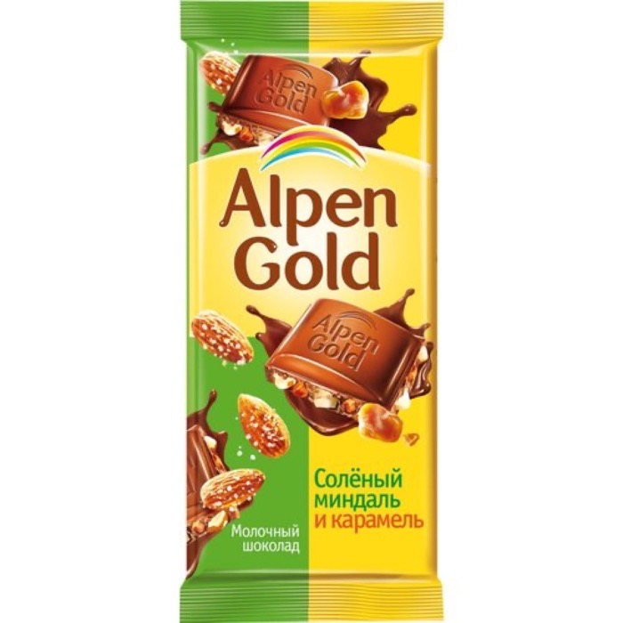 Шоколад Альпен Голд (молочный/сол.миндаль/карамель), 85 гр. (21)