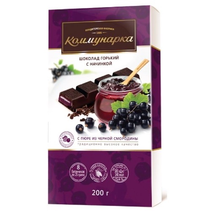 Шоколад Горький с пюре из черной смородины 200 гр. (17) Пенал (75316)