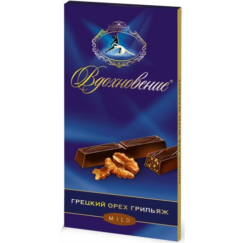 Шоколад ВДОХНОВЕНИЕ Грецкий орех/Грильяж 100 гр. (17) 4 бл. в кор.