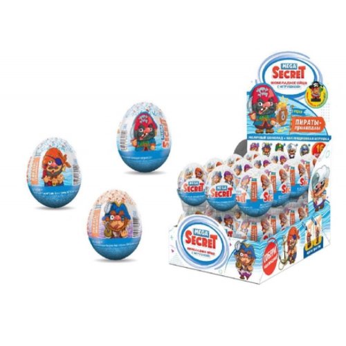 Шоколадное яйцо с игрушкоой MEGA SECRET Пираты 20 гр. (24) в коробке 6 блоков (ES-2-22)