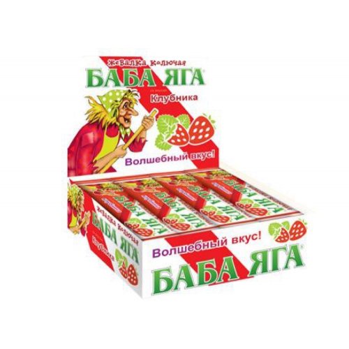 Жевательная конфета БАБА ЯГА клубника 11 гр. (48) в коробке 12 блоков (BB-3-2)