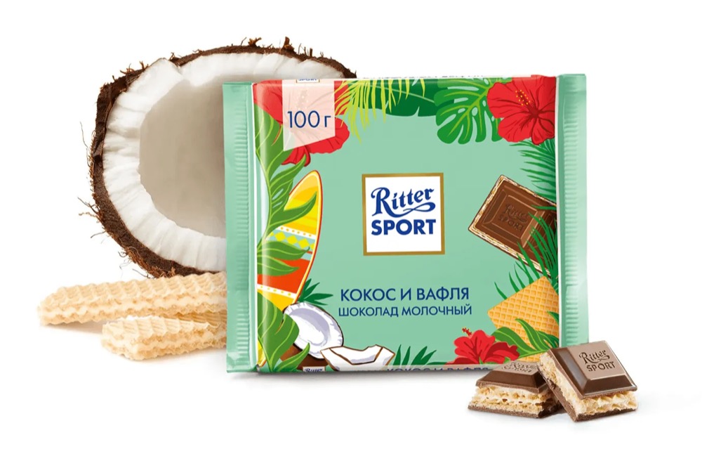 Купить Кондитерские изделия Риттер спорт Кокос и Вафля,100 гр (10)/400 ...