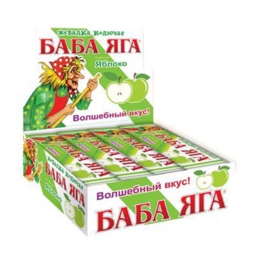 Жевательная конфета БАБА ЯГА яблоко 11 гр. (48) в коробке 12 блоков (BB-3-3)