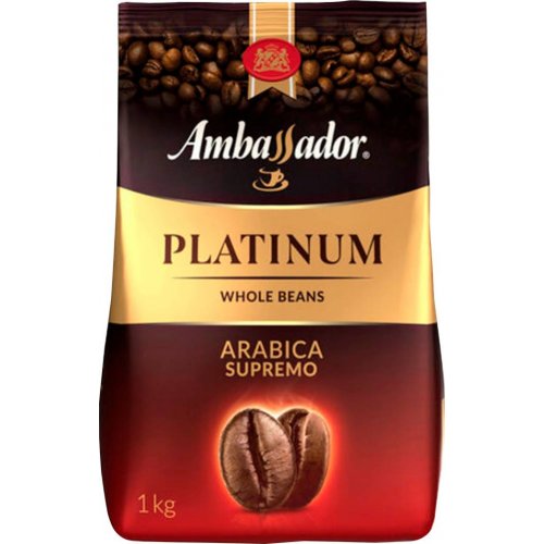 Кофе ШТРАУС Ambassador Platinum 1000 гр. зерно пакет (6)