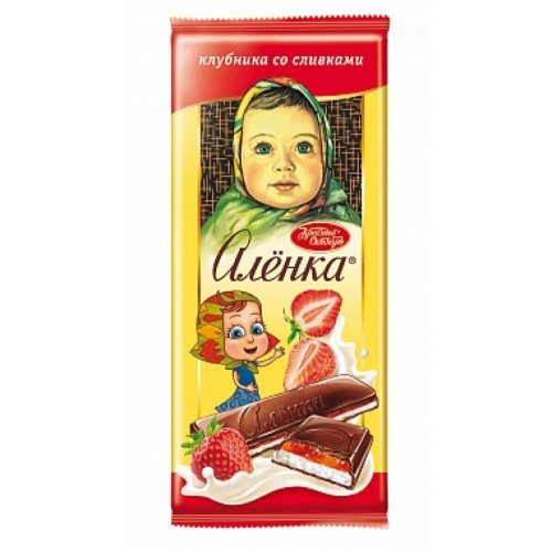 Шоколад Алёнка 87 гр. с начинкой Клубника со сливками (10)