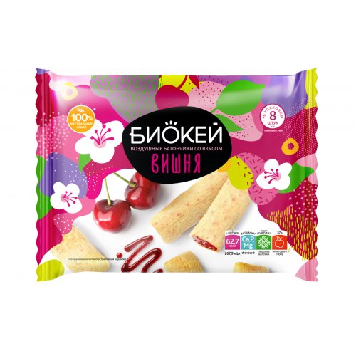 Купить Кондитерские изделия Биокей БИОКЕЙ Воздушные батончии с вишней ...