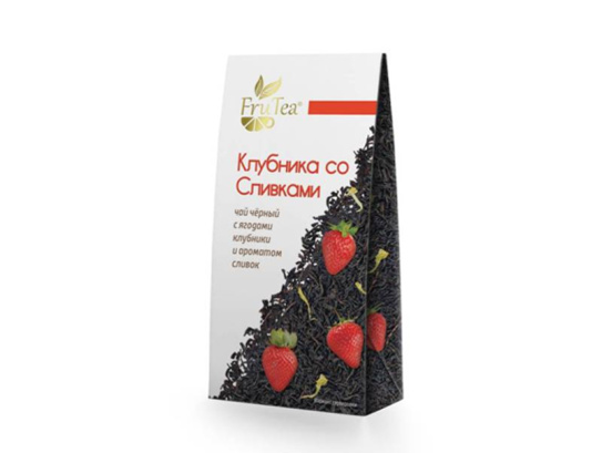 Купить Чай Fru tea Клубника со сливками черный 50 гр картон (10) мелким ...