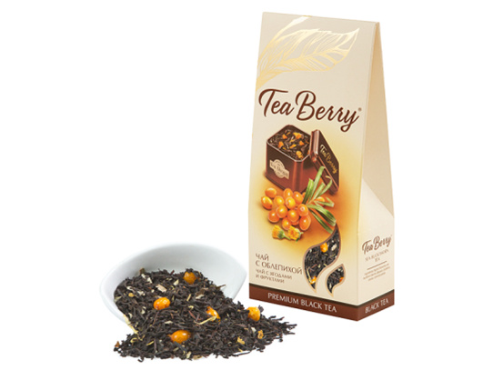 Купить Чай Teaberry Чай с облепихой черный 100 гр картон (12) мелким ...