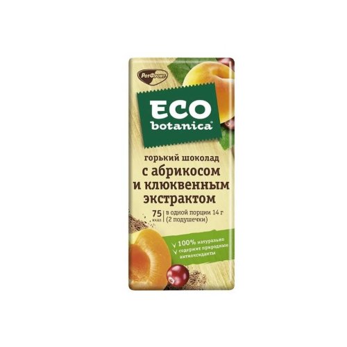 Шоколад ECO-BOTANICA (LIGHT) горький с абрикосом и клюкв.экстр. 85 гр. (20)