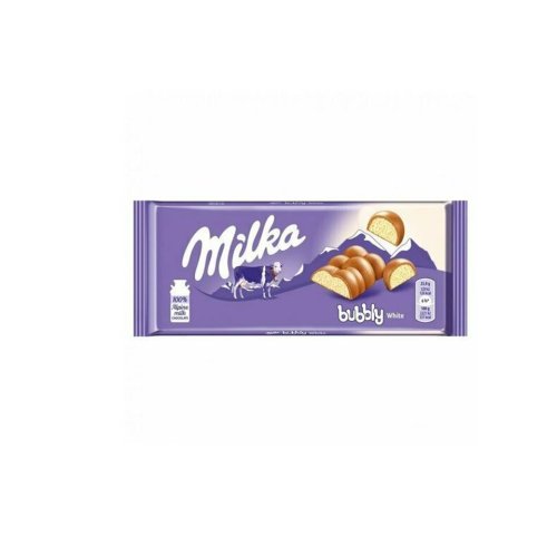 Шоколад Милка молочный с нач.из порист.белого Bubbly White Chocolate ,95 гр. (15) (8513)
