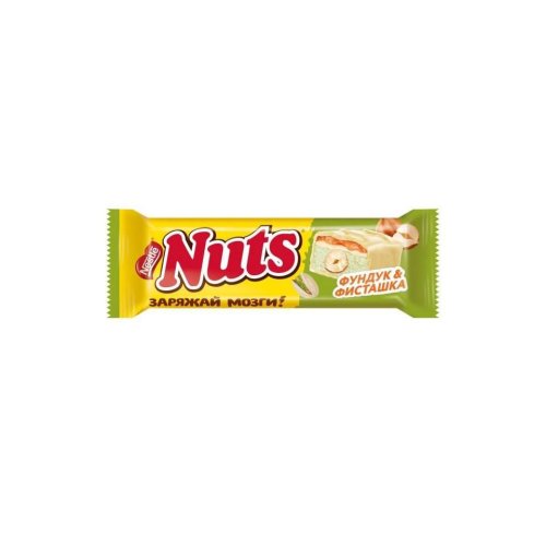 батончик NUTS белый шок. с фунд. и фисташкой 47 гр.(1блх30 шт)/266 NEW