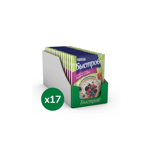  Быстров ХЛОПЬЯ Овсян. Лесные Ягоды,40 гр. (диспенсер) (17 шт) (8055) 10% НДС