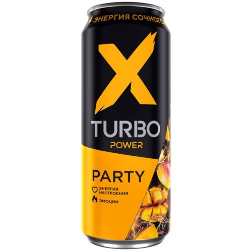 газиров.напиток X-TURBO Party Энергия сочного манго 0,45 л, ж/б (12)/в пал.128