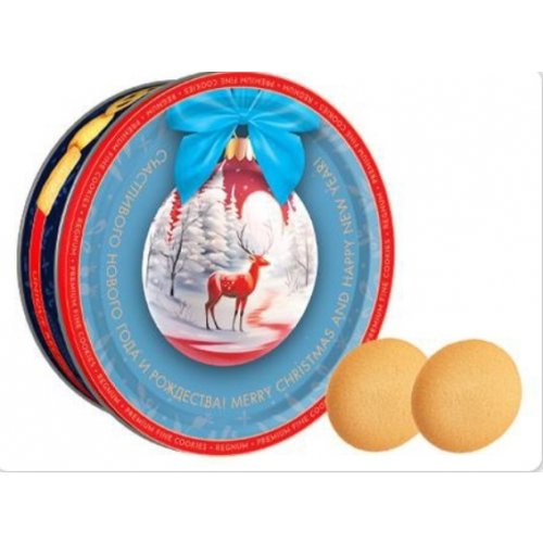 Печенье в жестянной банке REGNUM Новогодний шар 400 гр. сдобное (6) (МС-1-12)