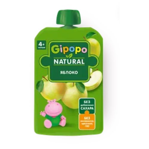 Пюре детское Gipopo (Яблоко) 90 гр. пауч (12)/297