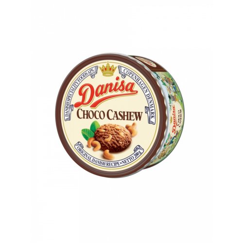 Печенье DANISA Choco Cashew сдобное шоколадное с кешью 200 гр., ж/б (18) NEW