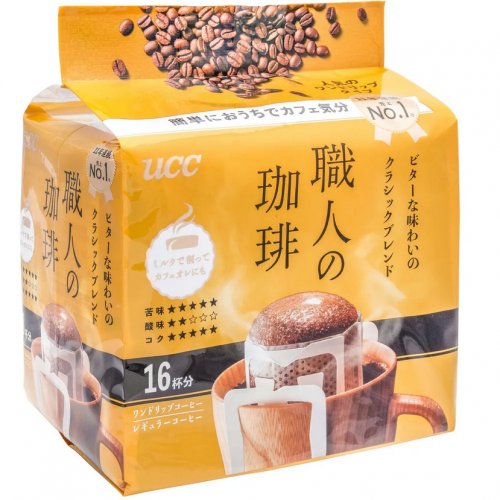 Кофе Япония ДРИП ПАКЕТЫ UCC The Blend Classic 7 гр*16 пакет, молотый, м/у (6) (желтый 351939) NEW