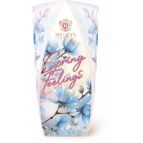 Spring Feelings 50 гр. (черный,ср.лист) (12) картон (14139Г) Лист голубыми цветами