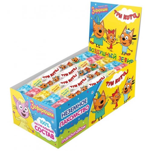 Воздушный зефир ТРИ КОТА 15 гр. косичка (30) в кор. 8 блоков (ZF-9-11)