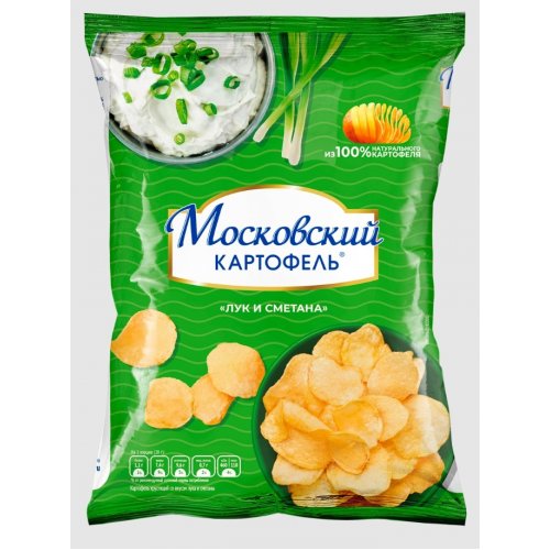 Картофель Московский хруст. со вкусом лука и сметаны 60гр, м/у (12)/в пал.64