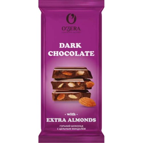 Шоколад O`Zera Dark Chokolate wis extra almonds-горький с цельным миндалём,90 гр. (16) (ПШ525)