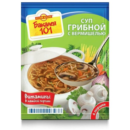 Русский Продукт Суп Бакалея 101 Грибной с вермишелью 60г (25)/в пал. 24*9