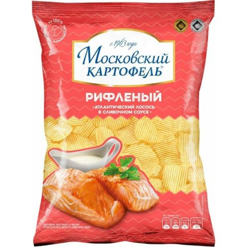 Картофель Московский хруст.рифл. со вкусом атлантич.лосося в сливоч.соусе 120гр, м/у (16)/в пал.28