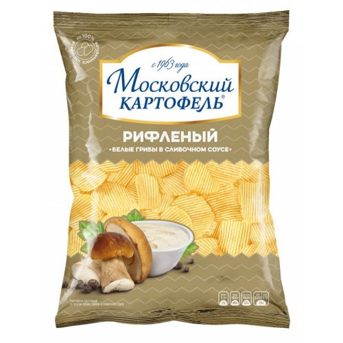Картофель Московский хруст.рифл. со вкусом белых грибов в слив.соусе 120гр, м/у (16)/в пал.28