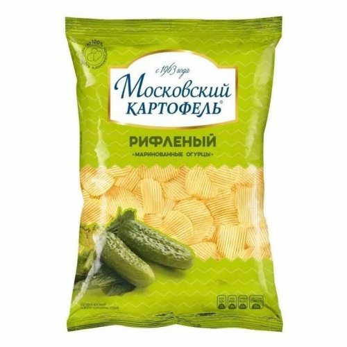 Картофель Московский хруст.рифл. со вкусом маринованных огурцов 120гр, м/у (16)/в пал.28