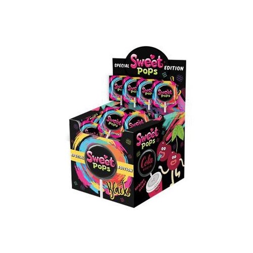 КОНДИТЕРКА Леденцы на палочке SWEET POPS Black со вкус.кола-лимон-лайм 10  гр.,  (50) в кор. 6 блоко