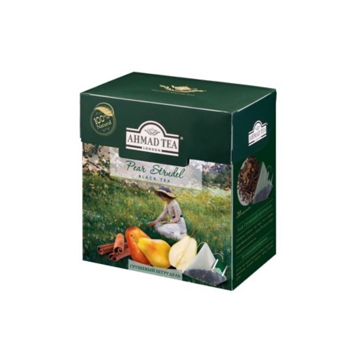 ЧАЙ AHMAD TEA Пирамидки Грушевый штрудель черный 20 пак.*1,8 гр. (12)  (1236)
