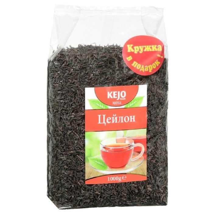 ЧАЙ KEJOfoods Черный 1000 гр. черный Цейлон кр.лист, м/у (6)