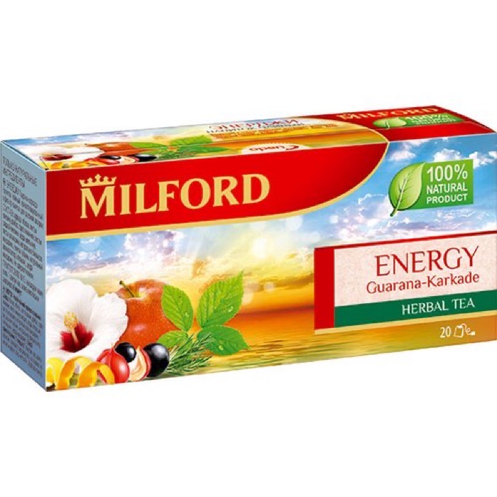 ЧАЙ MILFORD Напиток Энрджи(гуарана,масло мандарина,лист ежевики,яблоко,цедра апельс.)20пак.х2гр.(12)