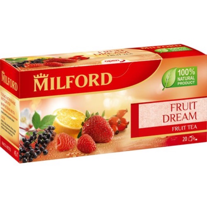 ЧАЙ MILFORD Травяной Фруктовая мечта клубника/малина 20 пак. х 2,0 гр.(12)
