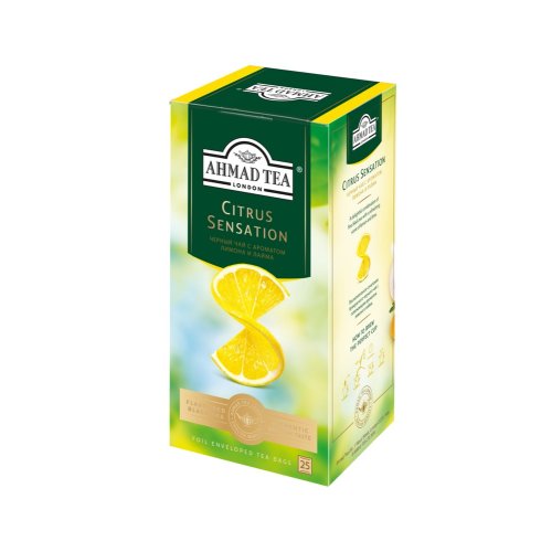 ЧАЙ AHMAD TEA  25 пак.*1,8 гр. Citrus Sensation с лимоном и лаймом ф/п черн. (12) (1652)