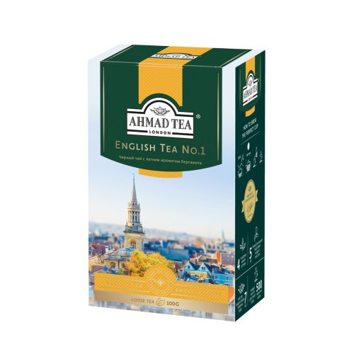 ЧАЙ AHMAD TEA  №1. бергамот 100 гр. (12) 168 кор/пал. (1302)
