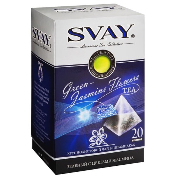 ЧАЙ Svay Jasmin Flowers 20*2 гр. зеленый, пирамидки (12) ЖЦ