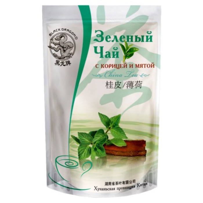 ЧАЙ Черный Дракон Зеленый с корицей и мятой 100 гр. дой-пак (25) (G102)