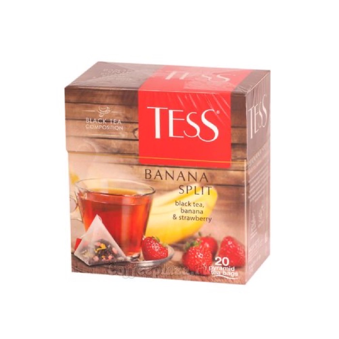 ЧАЙ МО Tess  пирамидки Banana Split 20 пак. х 1,8 гр. (черный ,банан,клубника) (12) (1145)/140