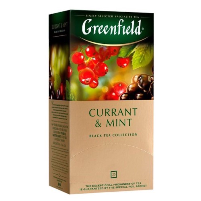ЧАЙ МО Гринфилд Currant & Mint 25 пак. х 1,8 гр. черный с ароматом смородины и мяты (10)    (1249)