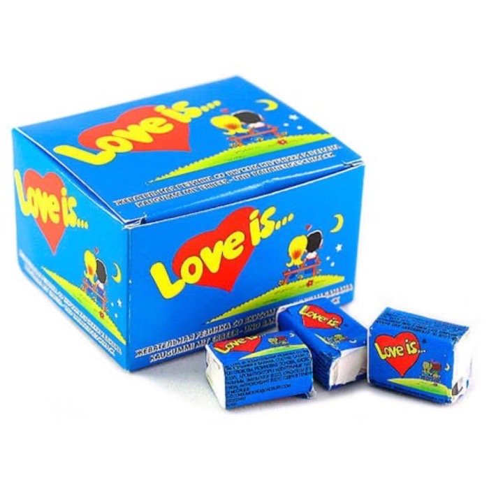 КОНДИТЕРКА  LOVE IS Жевательная резинка Банан-Клубника  100 шт/20 бл. в кор.