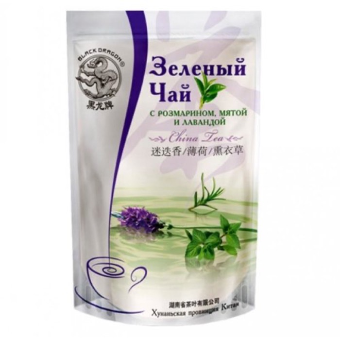 ЧАЙ Черный Дракон Зеленый с розмарином, мятой и лавандой 100 гр. дой-пак (25) (G103)