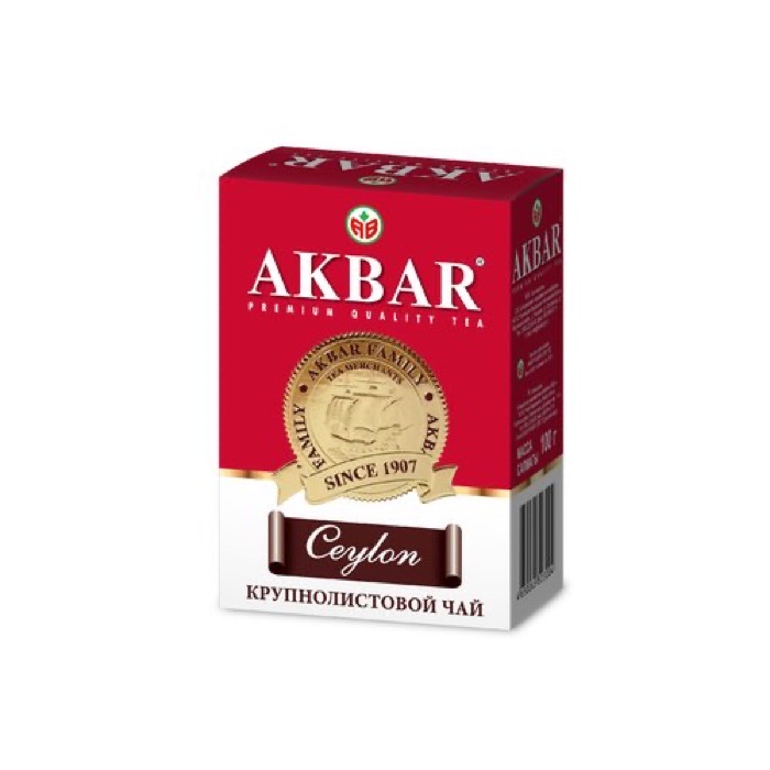 ЧАЙ АКБАР Ceylon с медалью 100 гр. кр/лист (14) (3073/3004)
