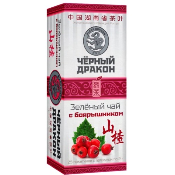 ЧАЙ Черный Дракон Зеленый с боярышником  25 пак.*2 гр. (18) (SH006В)