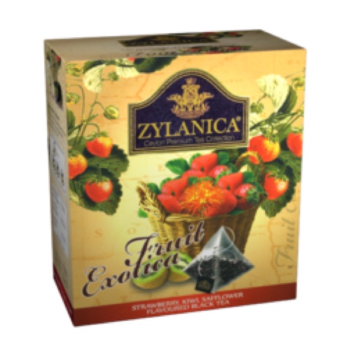 ЧАЙ ZYLANICA пирамидки Fruit Exotica 20 пак.*2 гр. черный с клубникой,киви,лепестками сафлоры (12)