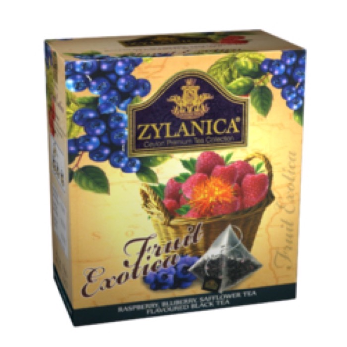 ЧАЙ ZYLANICA пирамидки Fruit Exotica 20 пак.*2 гр. черный с малиной,черникой,лепестками сафлоры (12)